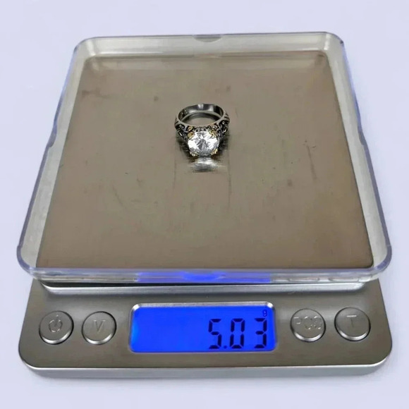 Premier Design Silver and Gold Tone CZ Statement  Ring - Picture 7 of 8